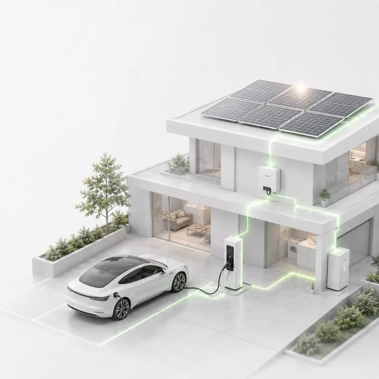 Casă cu panouri fotovoltaice, stație AC și mașină electrică: integrarea surplusului solar